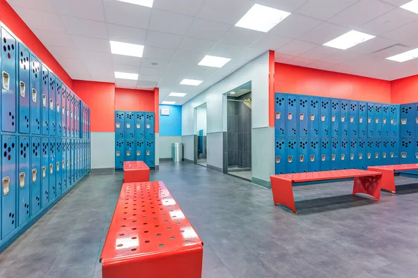 Locker area photographed at a Blink Fitness club